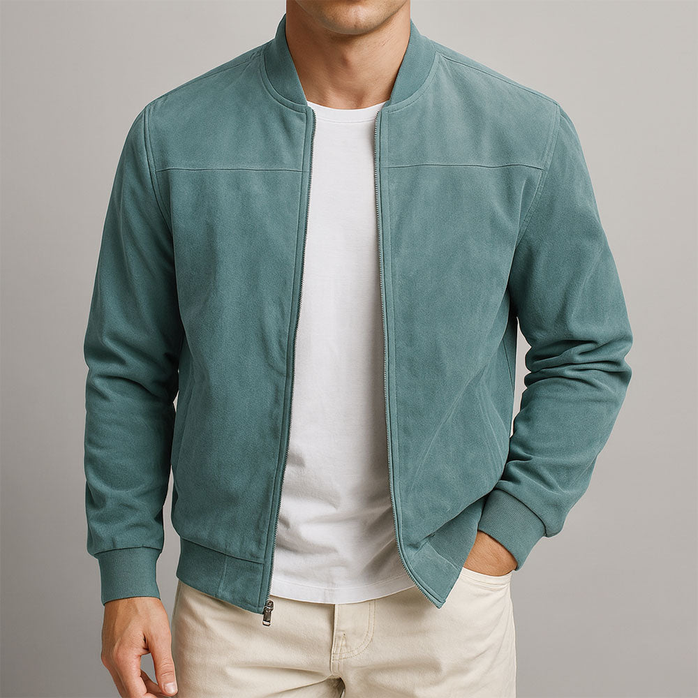 Herren Elegante Wildlederjacke mit Reißverschluss