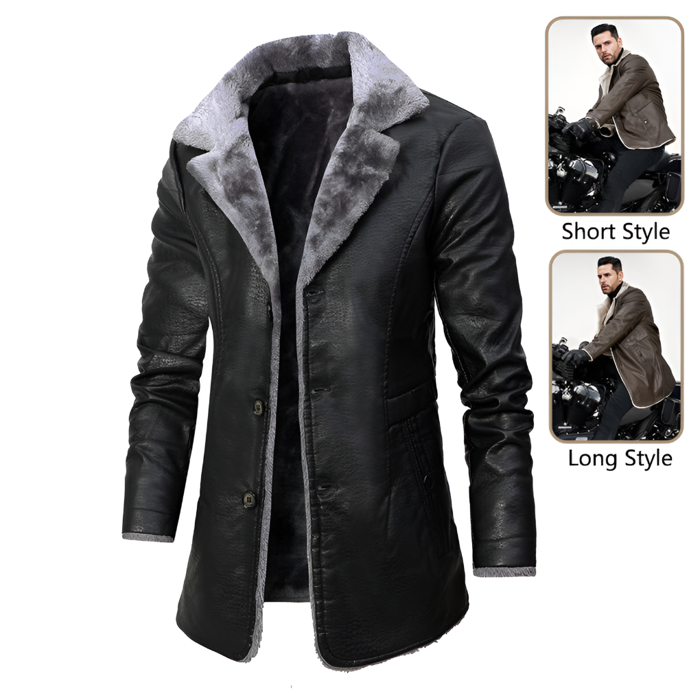 Herren Ledermantel mit Shearling-Futter