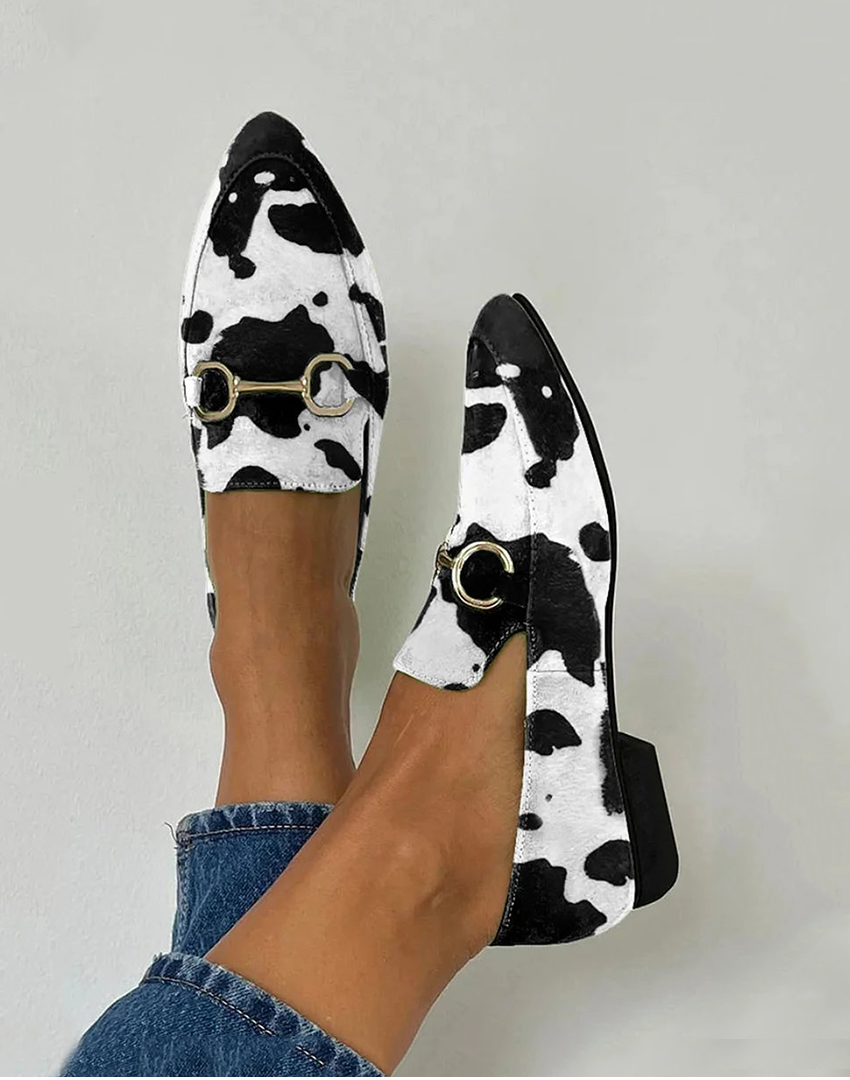 Damen Elegante Bedruckte Loafers mit Schnallendetail
