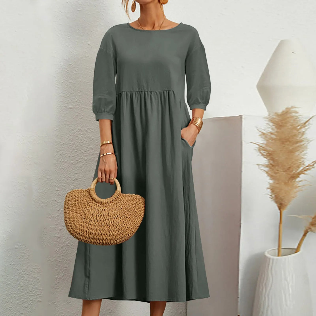 Luftige Midi-Kleid mit Patchwork-Design