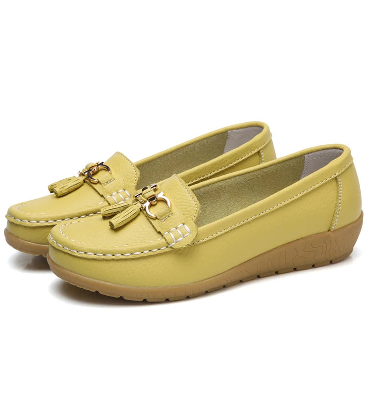 Leder-Ballerinas mit Cut-Outs für Damen