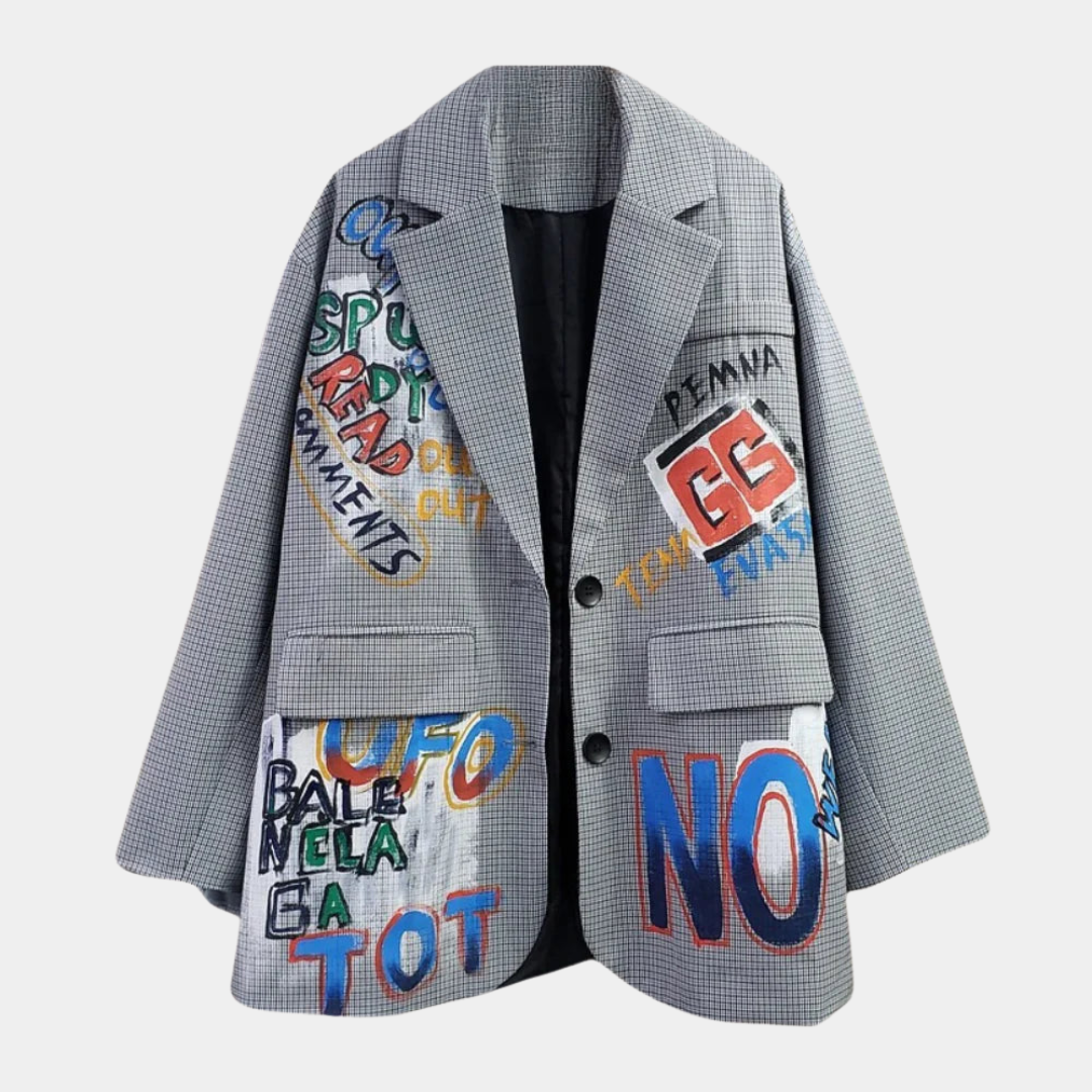 Oversize Damen Blazer mit dezentem Karomuster