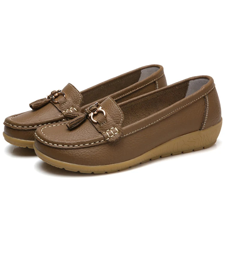 Leder-Ballerinas mit Cut-Outs für Damen