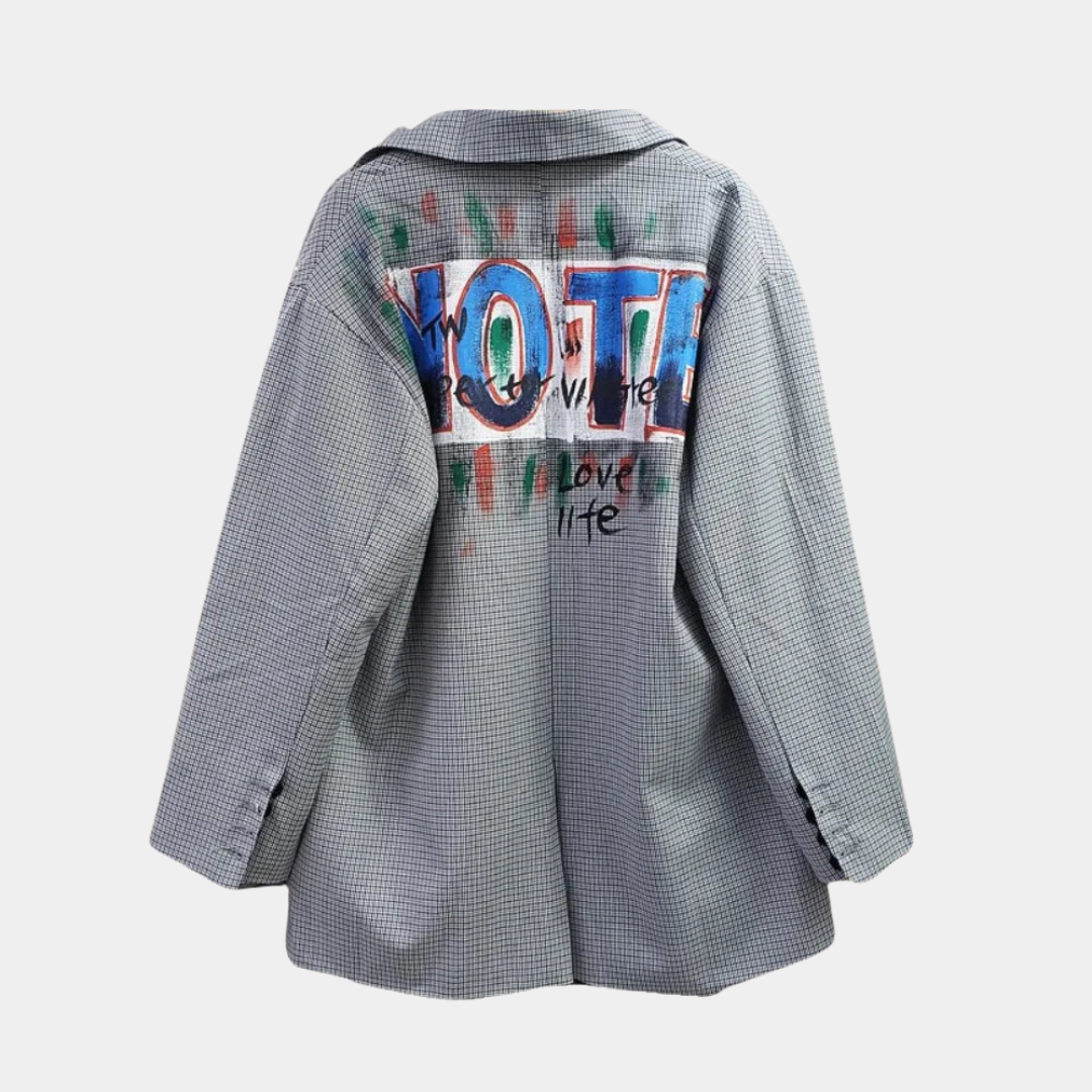 Oversize Damen Blazer mit dezentem Karomuster