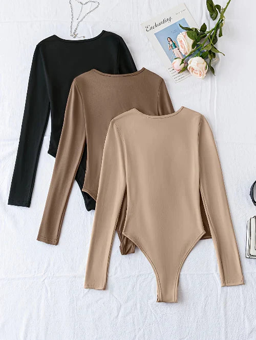 3er-Pack lässige Langarm-Bodys für Damen