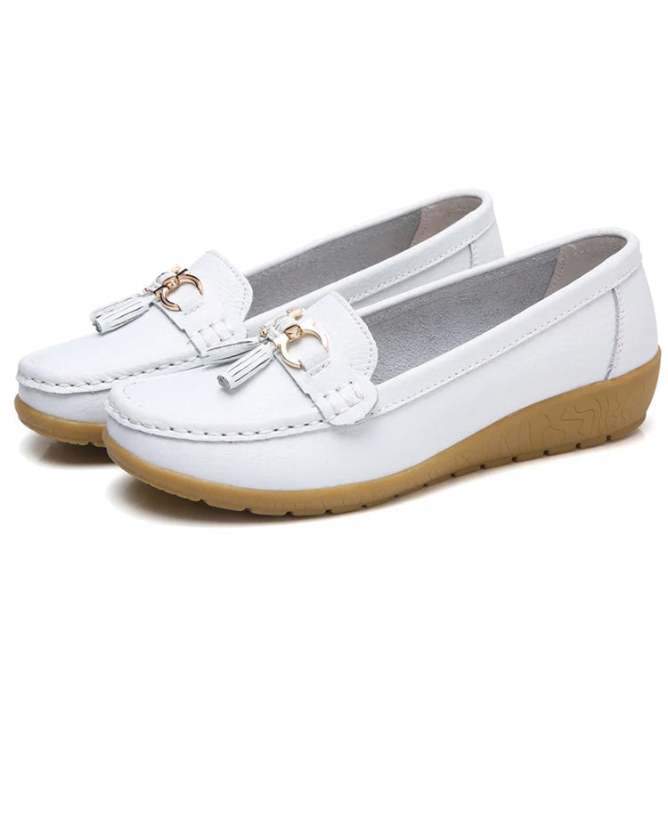 Leder-Ballerinas mit Cut-Outs für Damen