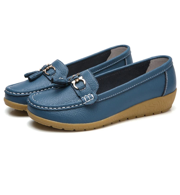 Leder-Ballerinas mit Cut-Outs für Damen
