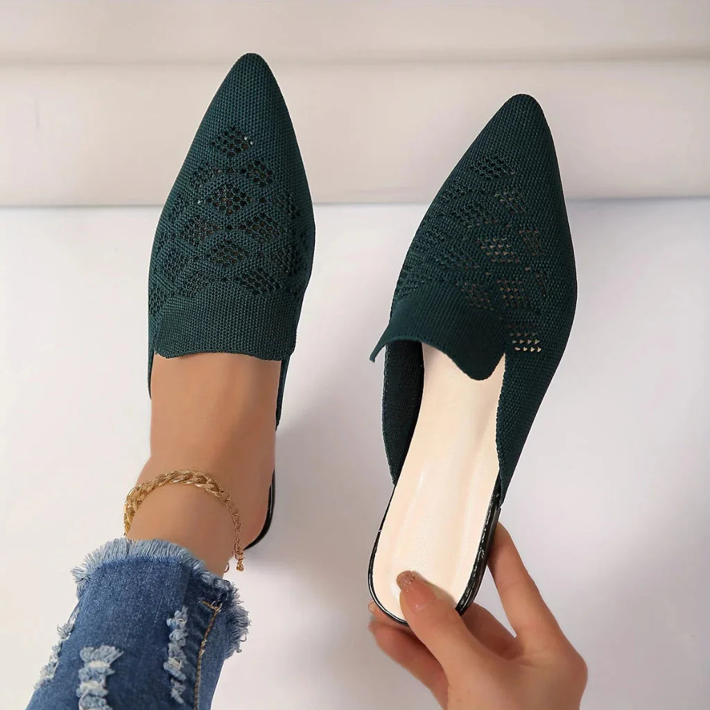 Flache Strickpantoletten für Damen
