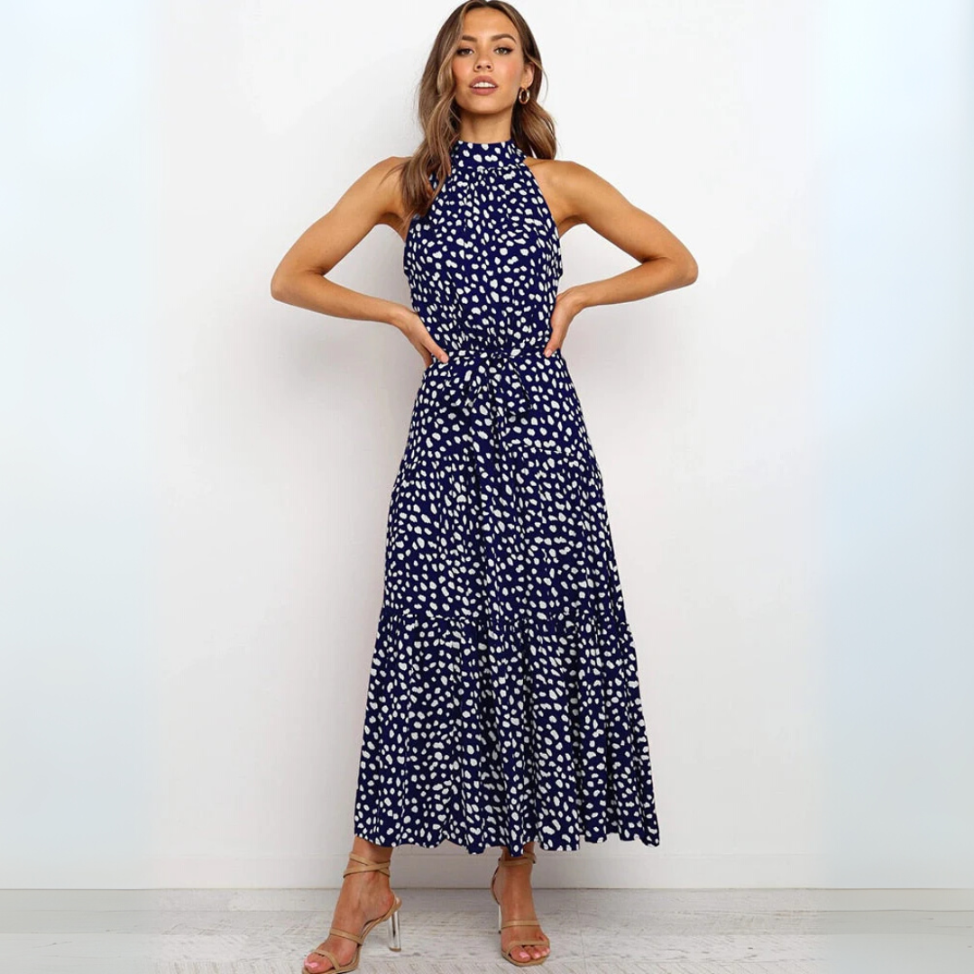 Fit-and-Flare-Midikleid mit Polka Dots