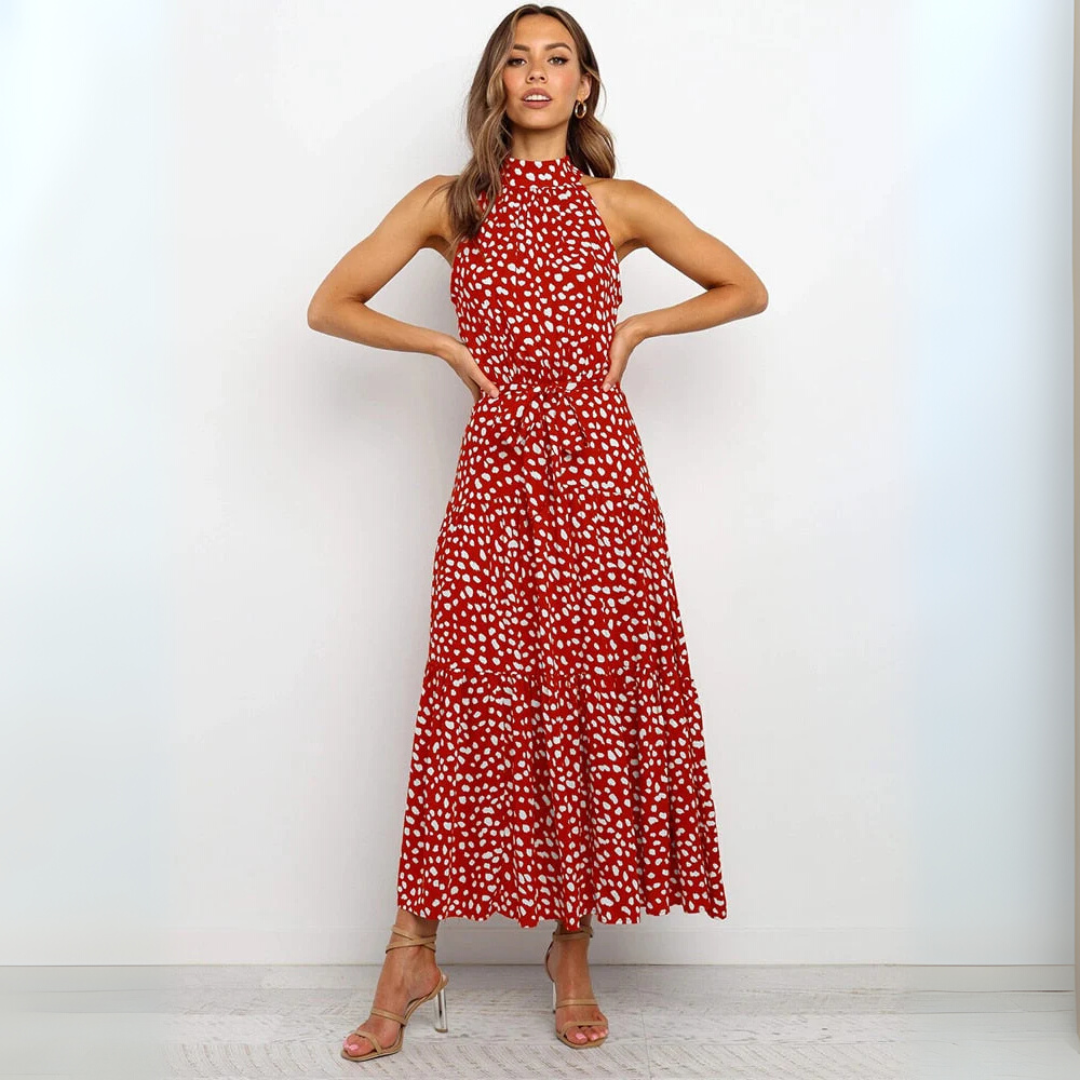 Fit-and-Flare-Midikleid mit Polka Dots