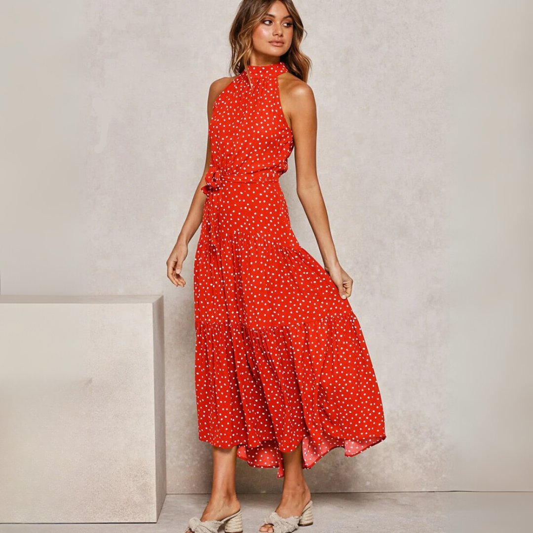 Fit-and-Flare-Midikleid mit Polka Dots