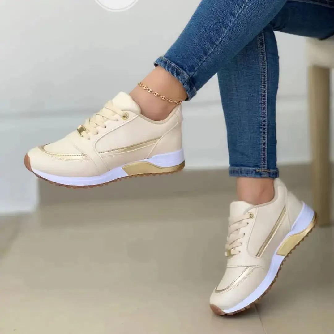 Patchwork-Sneakers aus Mesh und Leder für Damen