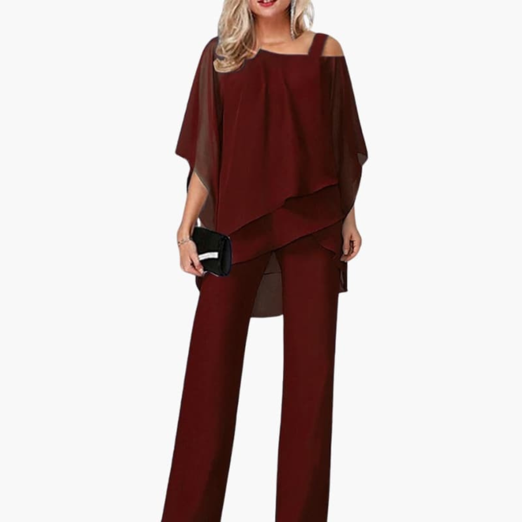 Damen-Jumpsuit mit kaltem Schulterdesign und weitem Bein