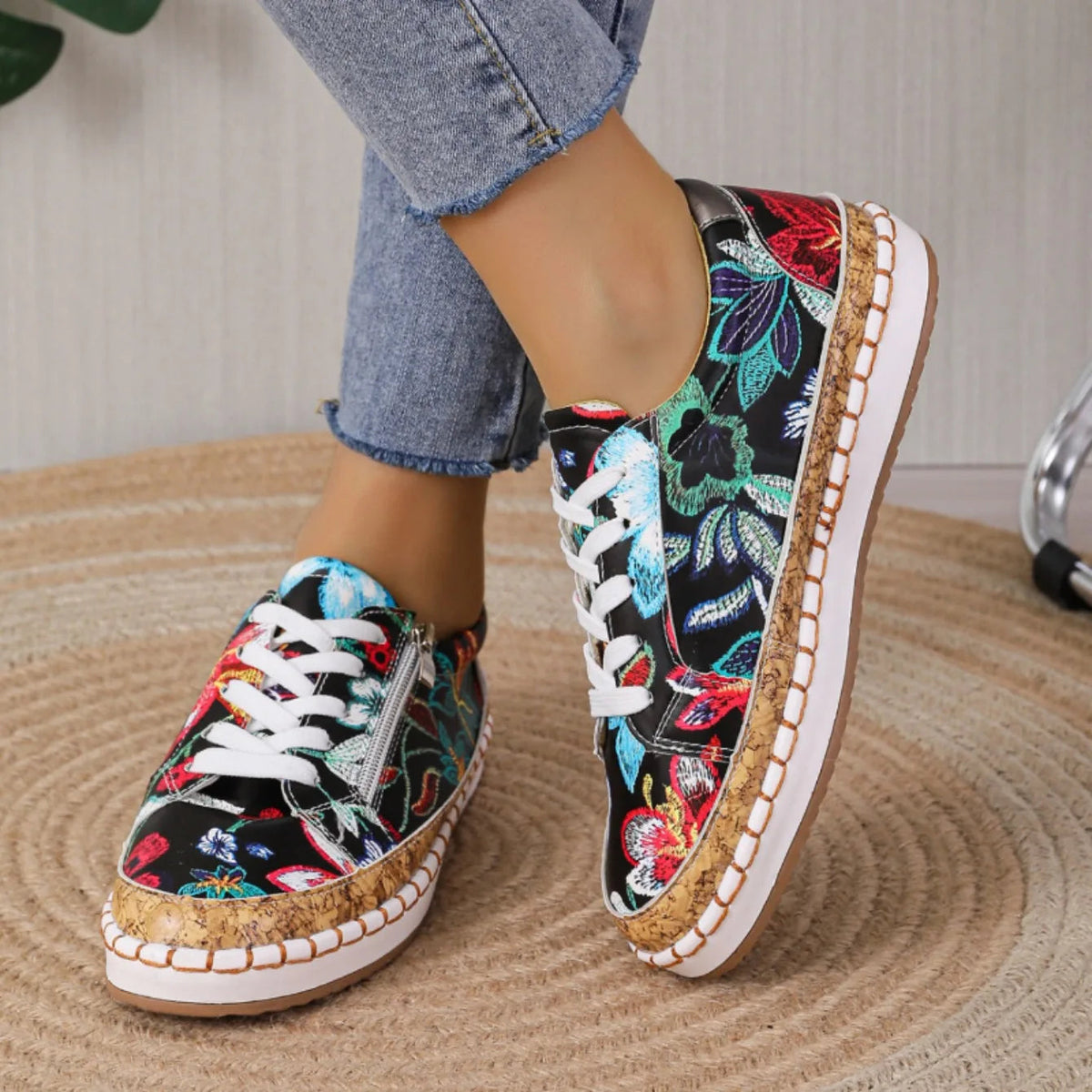 Elegante florale Schnürschuhe für Damen