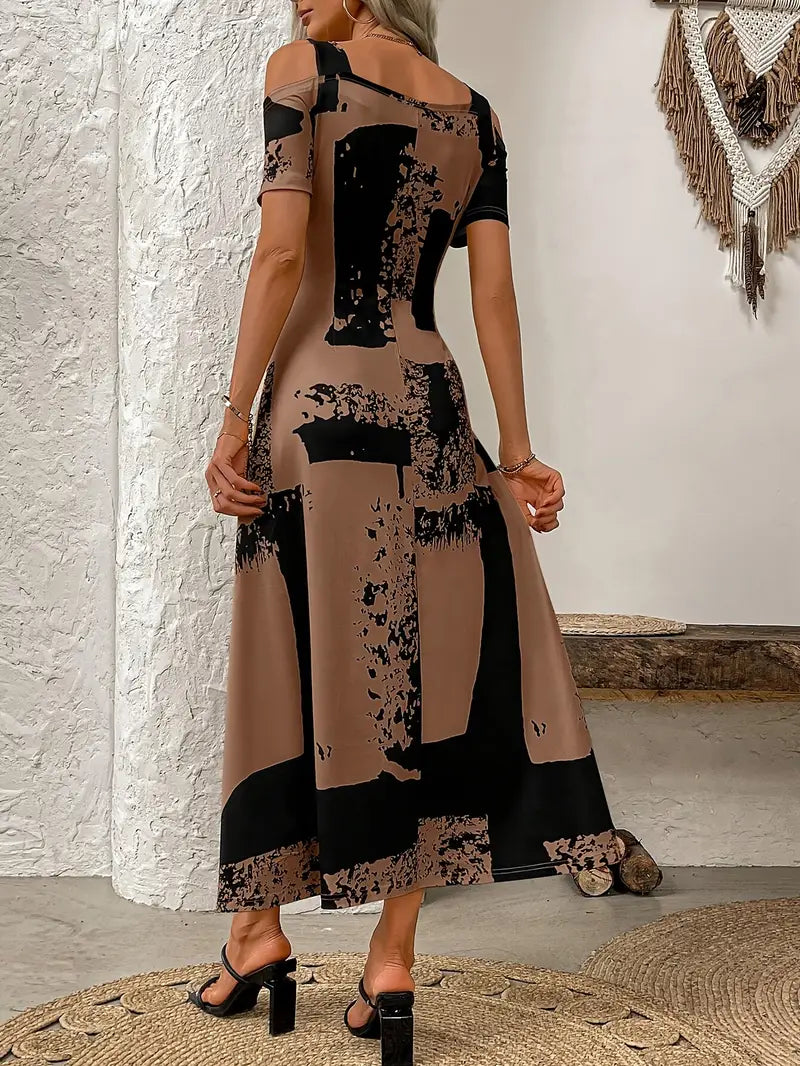 Damen Sommerkleid - Quadratischer Ausschnitt, kurze Ärmel, luftig & bequem für den Urlaub