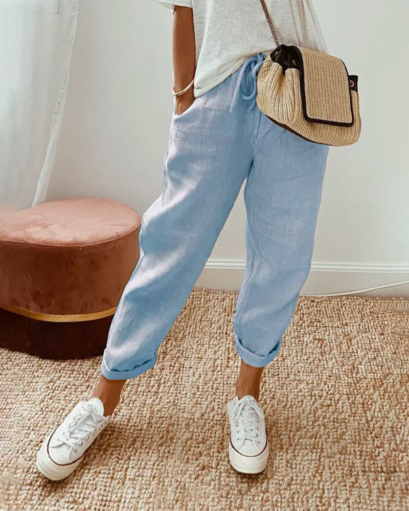 Damen Elegante Casual Hose mit Hohem Bund