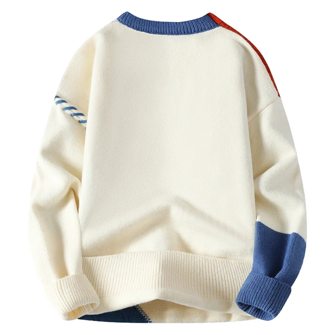 Herren Eleganter Pullover mit Patchwork-Design