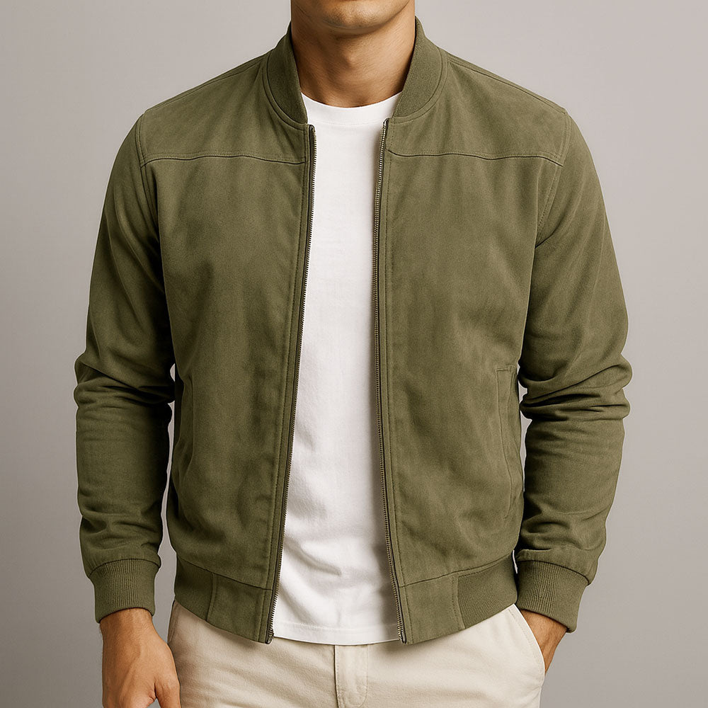 Herren Elegante Wildlederjacke mit Reißverschluss