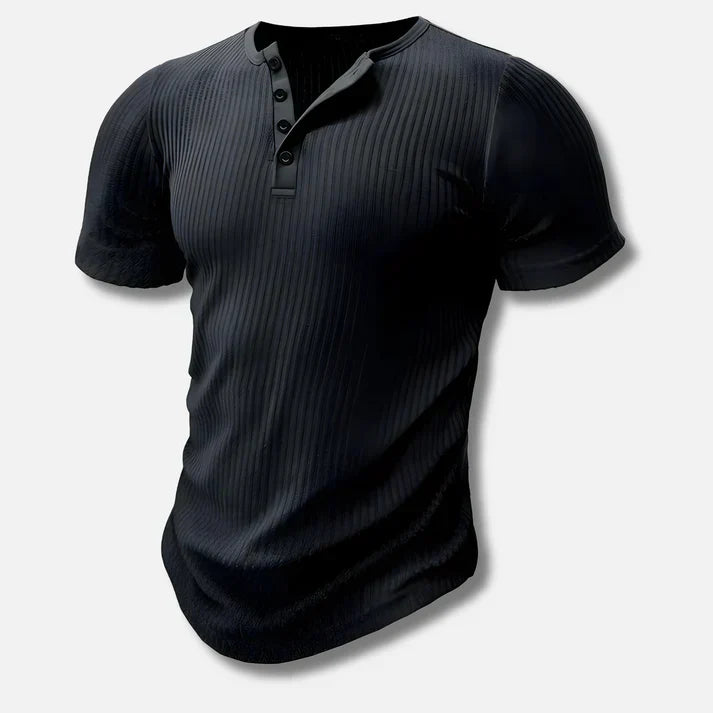 Slim-Fit T-Shirt für Herren mit Knopfverschluss