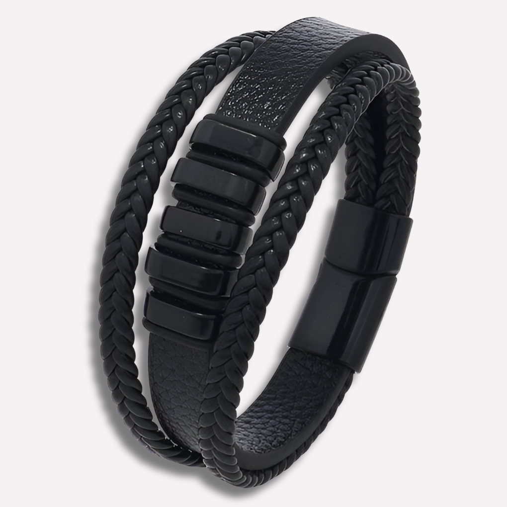 Stilvolles Herren Armband aus Leder mit Magnetverschluss
