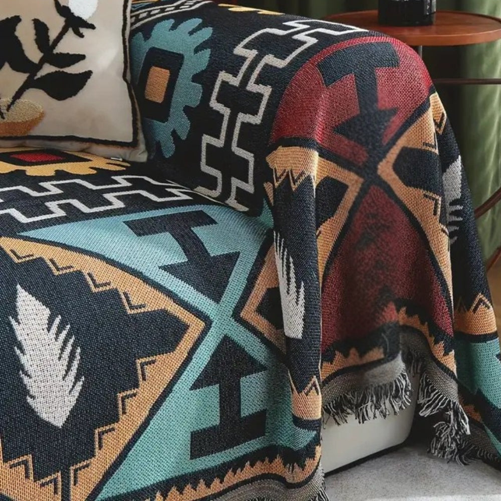 Sofabezug mit aztekischem geometrischem Muster – Boho-inspirierte Eleganz für Ihren Wohnraum