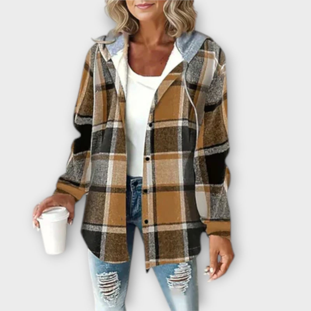 Damen Gemusterter Hoodie mit Kapuze und Taschen