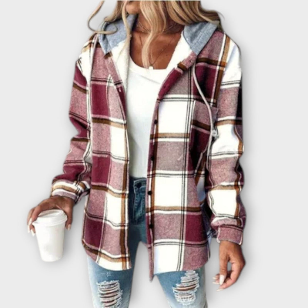 Damen Gemusterter Hoodie mit Kapuze und Taschen