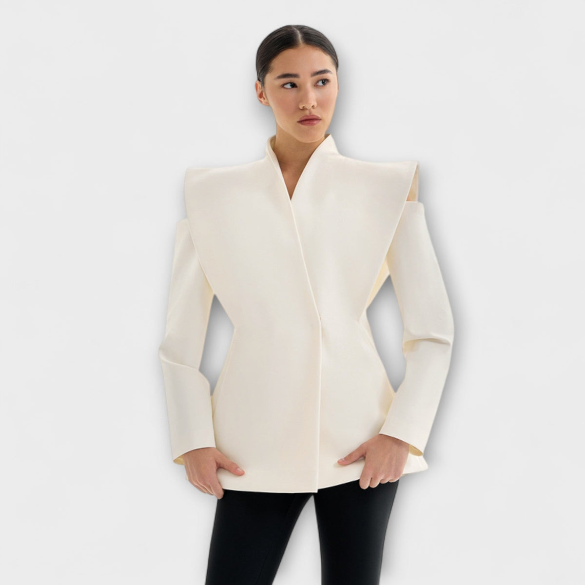 Damen Eleganter Skulpturaler Schulterblazer