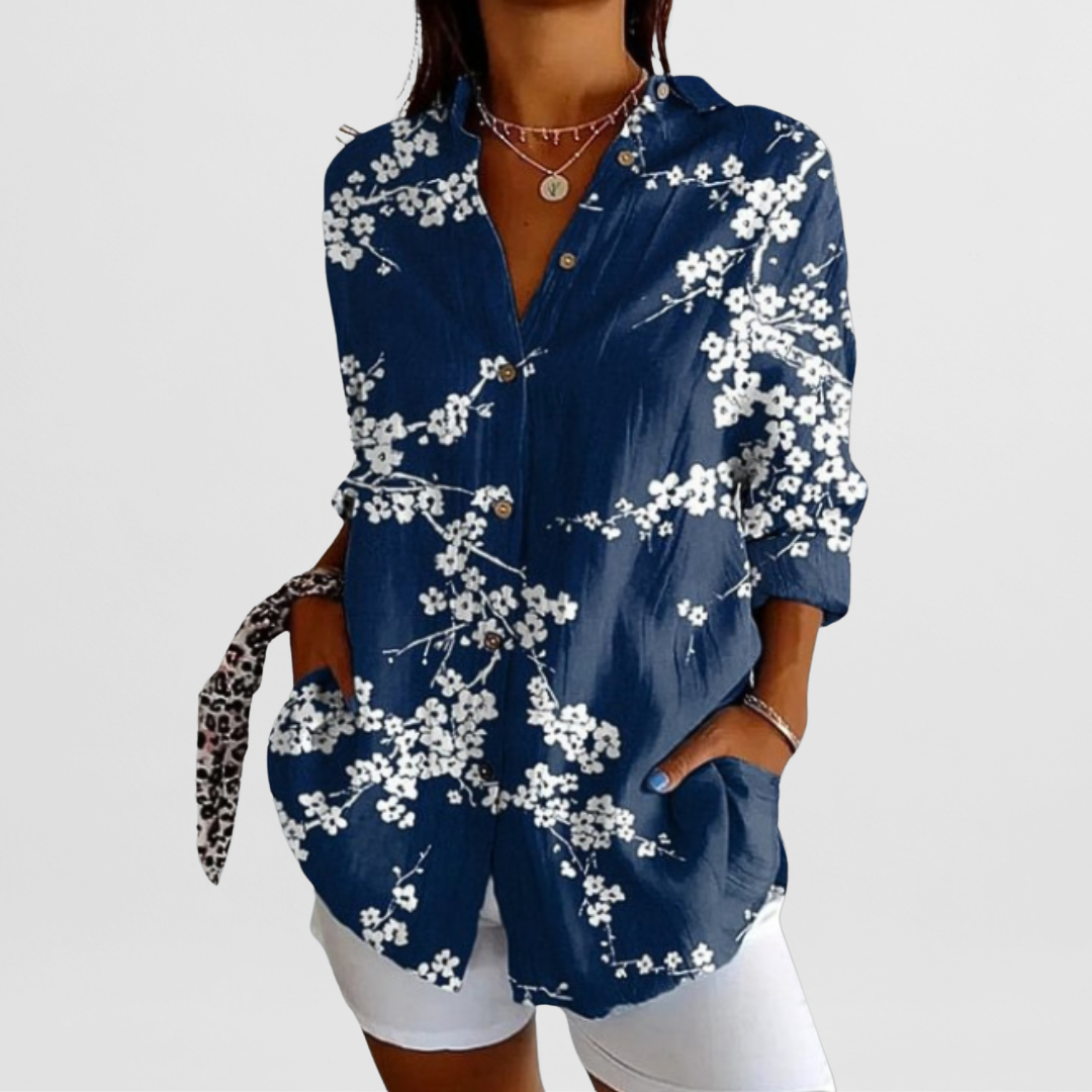 Damen Elegante Vintage-Bluse mit Blumenmuster