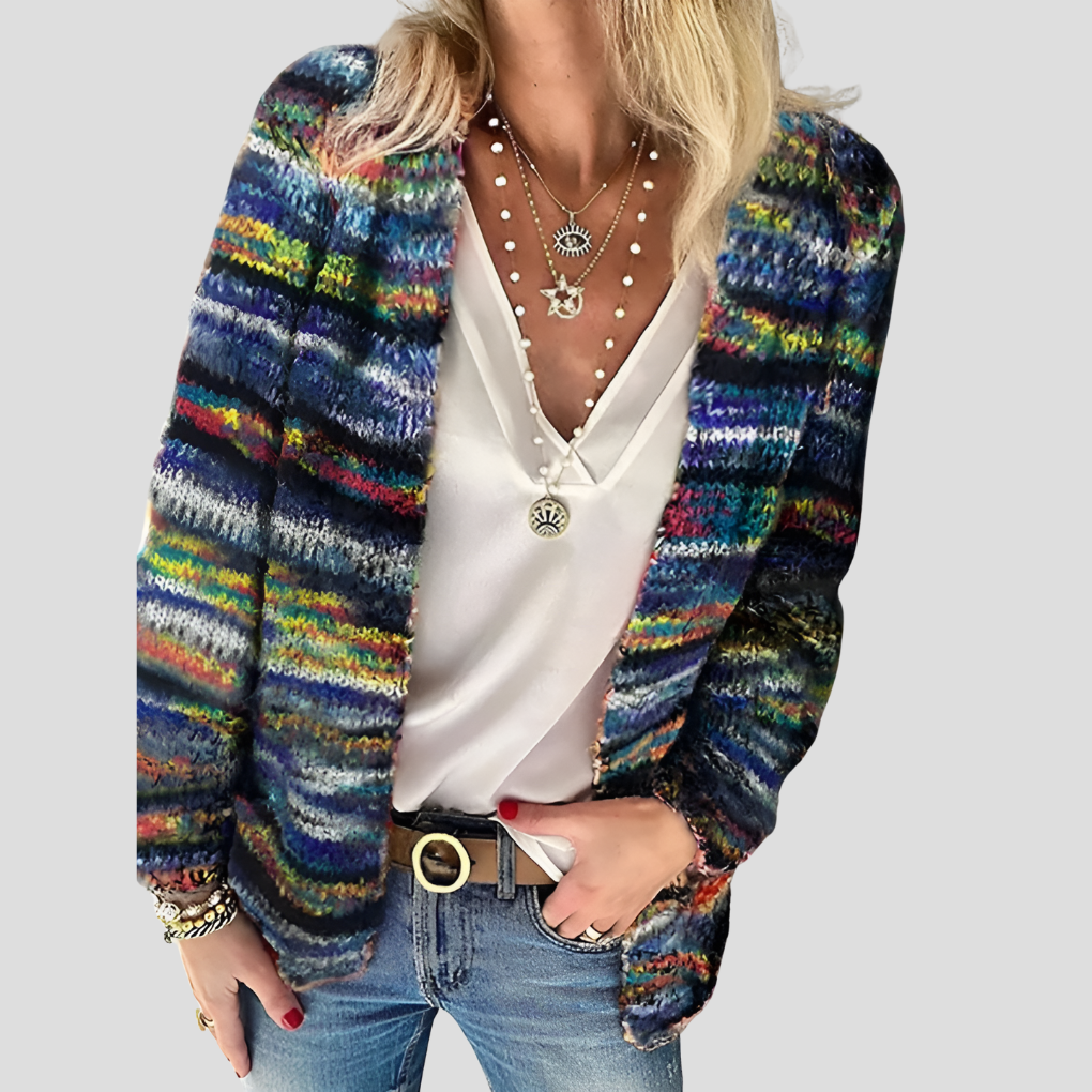 Gestrickte bunte Strickjacke