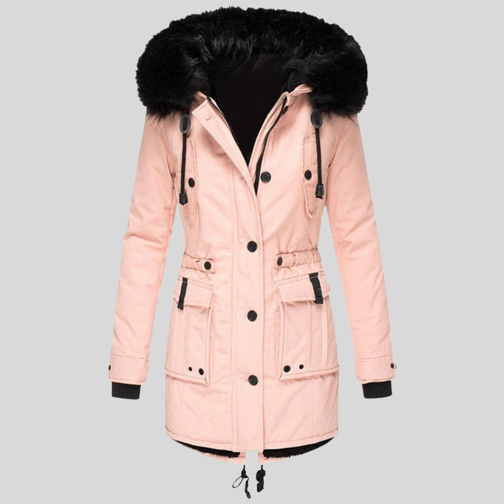 Damen-Wintermantel mit Kapuze – Funktionelle Schicht mit Taschen