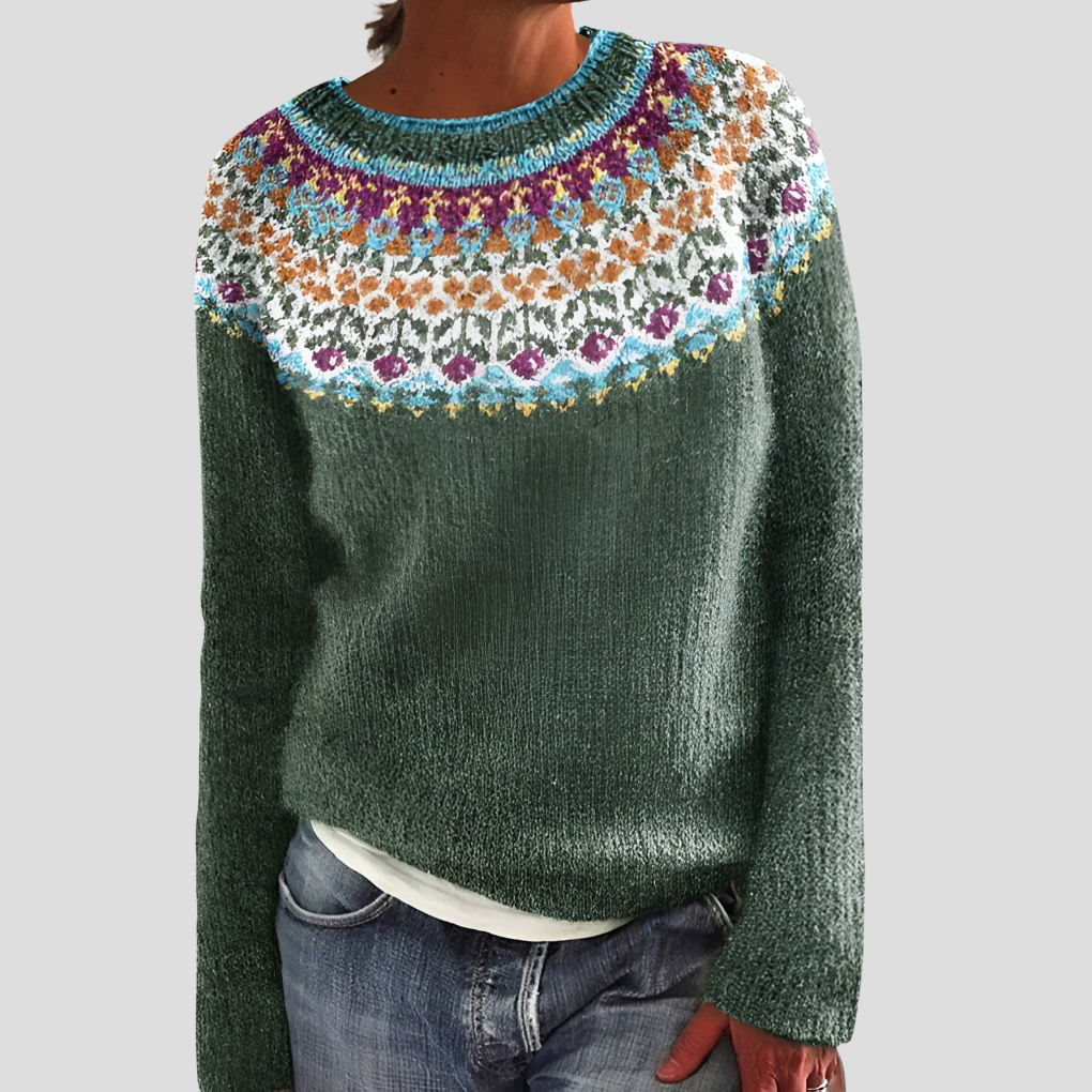 Damenpullover mit Gartenmuster