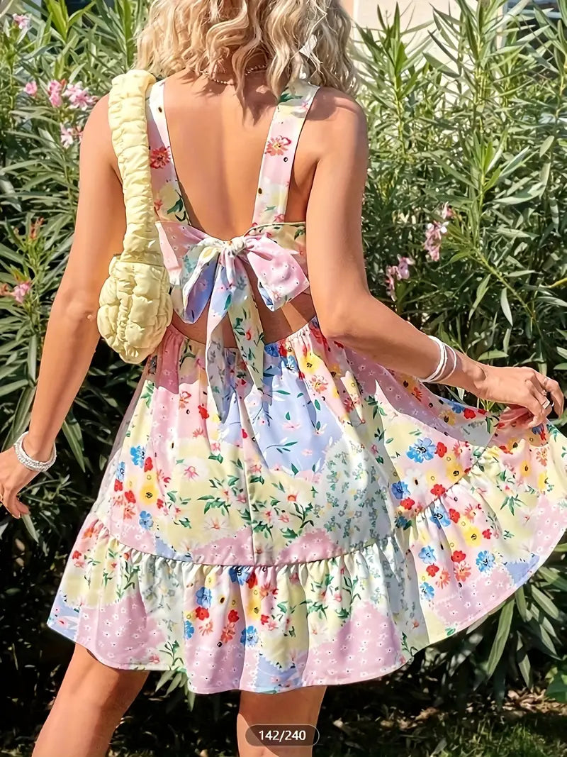 Elegantes Blumenkleid für Frauen - Romantisches Sommer-Maxikleid mit pastellfarbenem Blumendruck