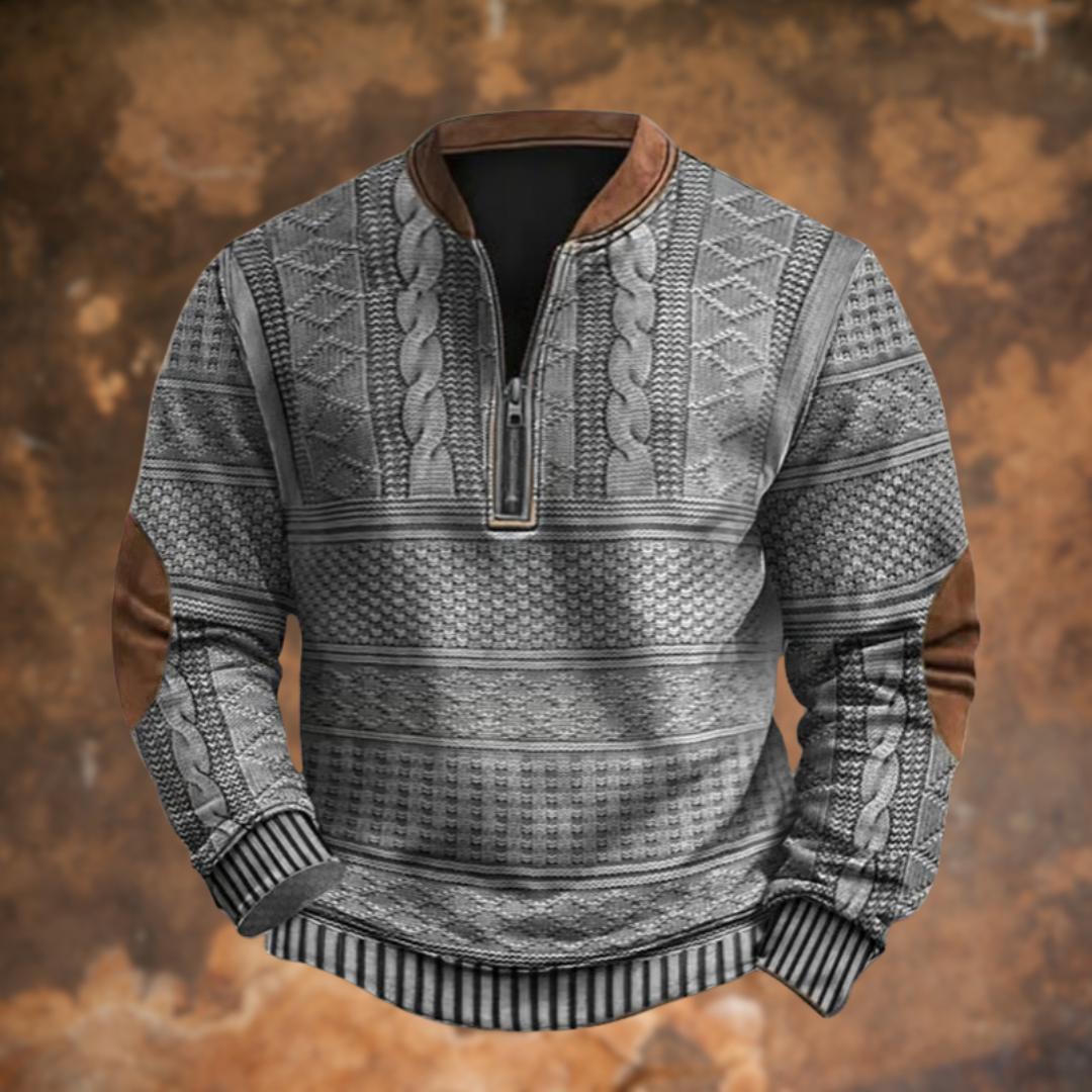 Herren Texturierter Halb-Zip Pullover