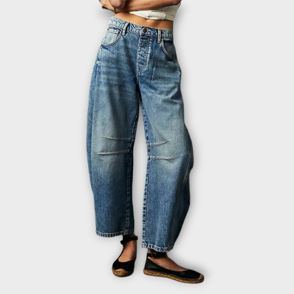 Damen Elegante Komfort-Jeans mit Weitem Bein