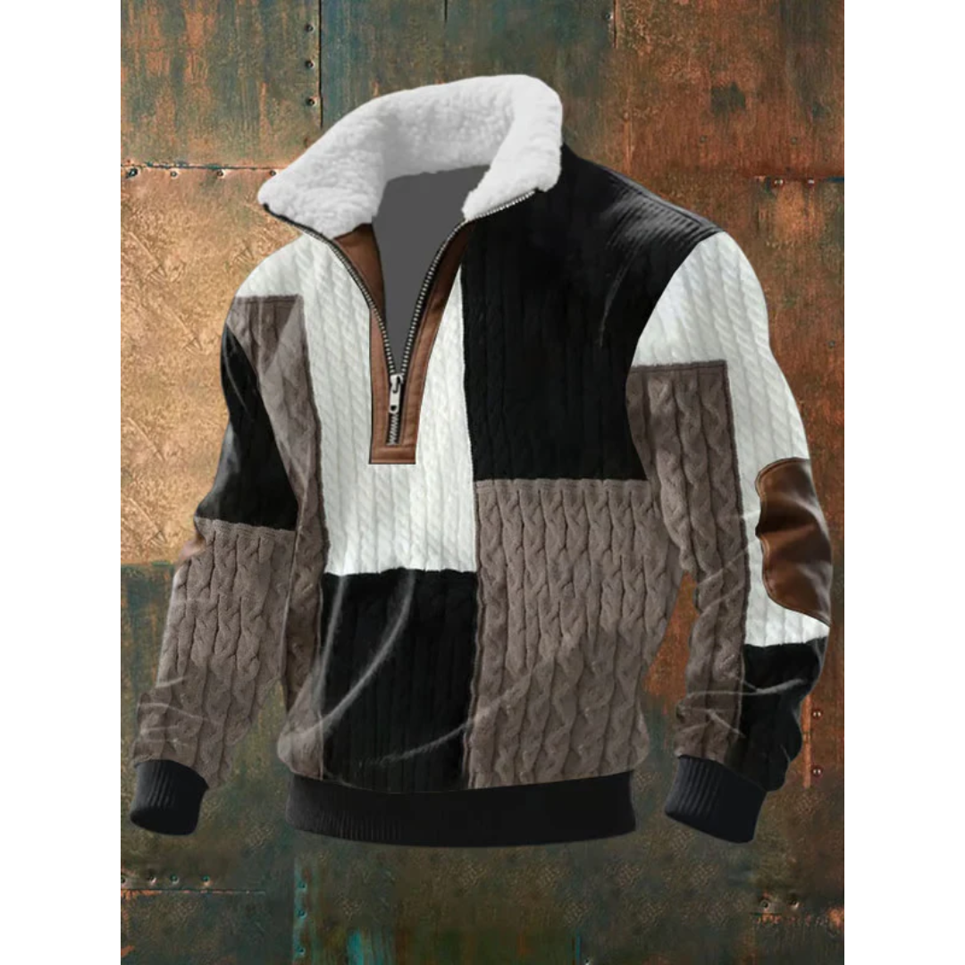 Herren Eleganter Fleecepullover mit Hohem Kragen