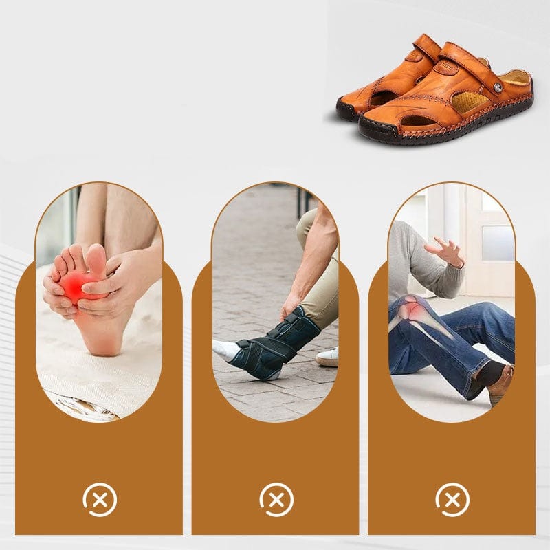 Herren-Ledersandalen mit verstellbarem Klettverschluss