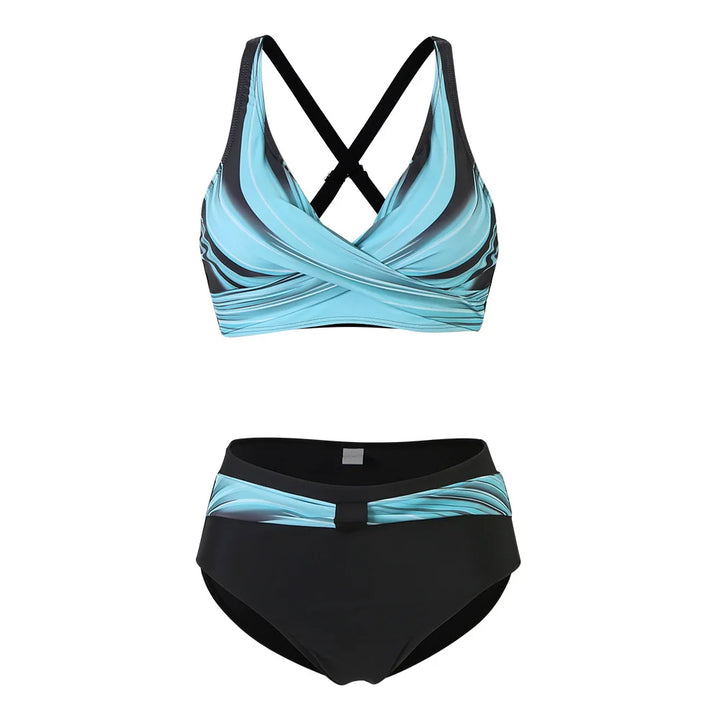 High-Waist-Bikini-Set mit stylischem Print