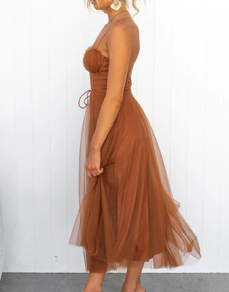 Leichtes ärmelloses Maxikleid mit V-Ausschnitt für Damen