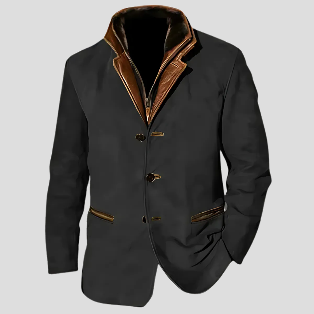 Herrenjacke mit Retro-Kontrastkragen