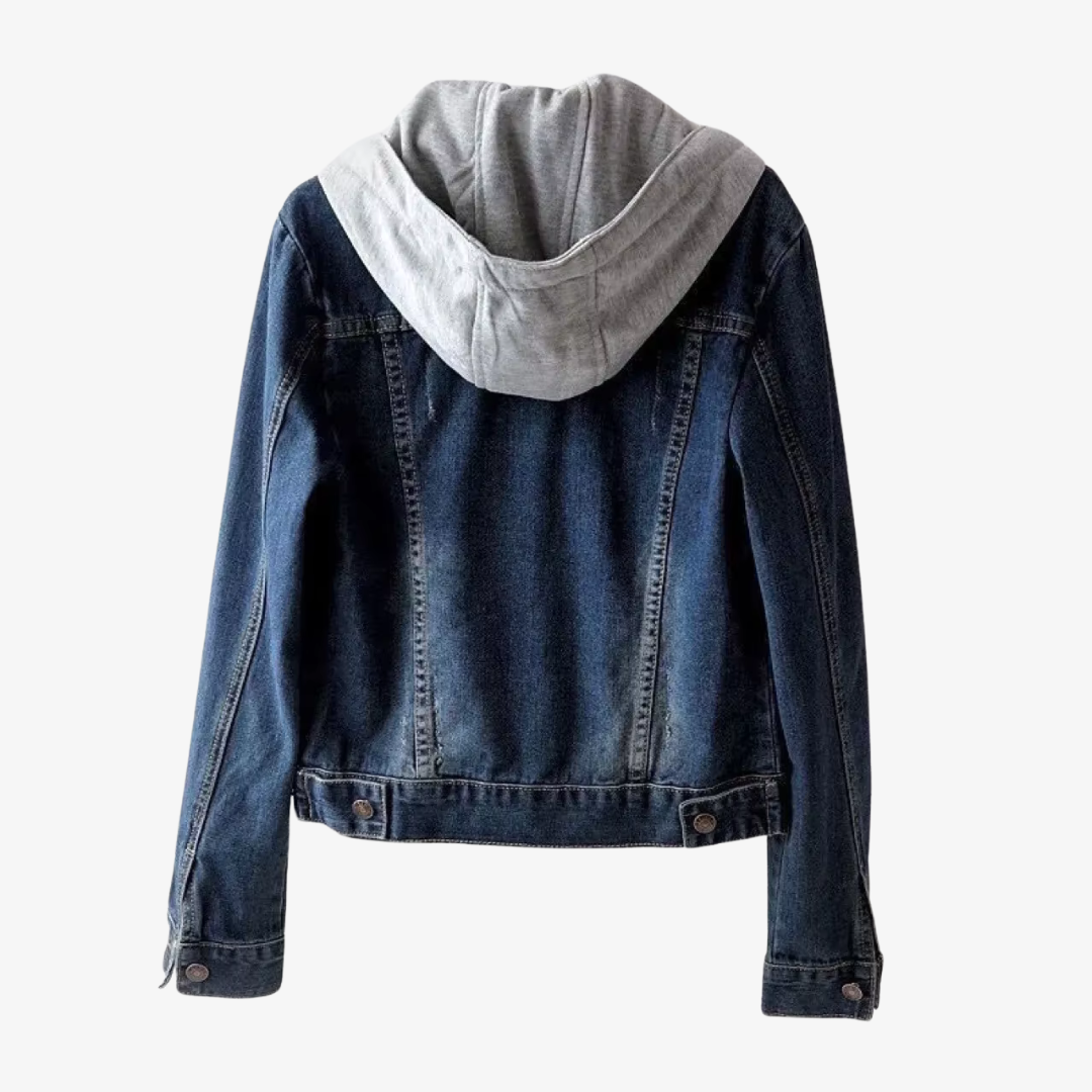 Stilvolle Damen-Jeansjacke mit abnehmbarer Kapuze
