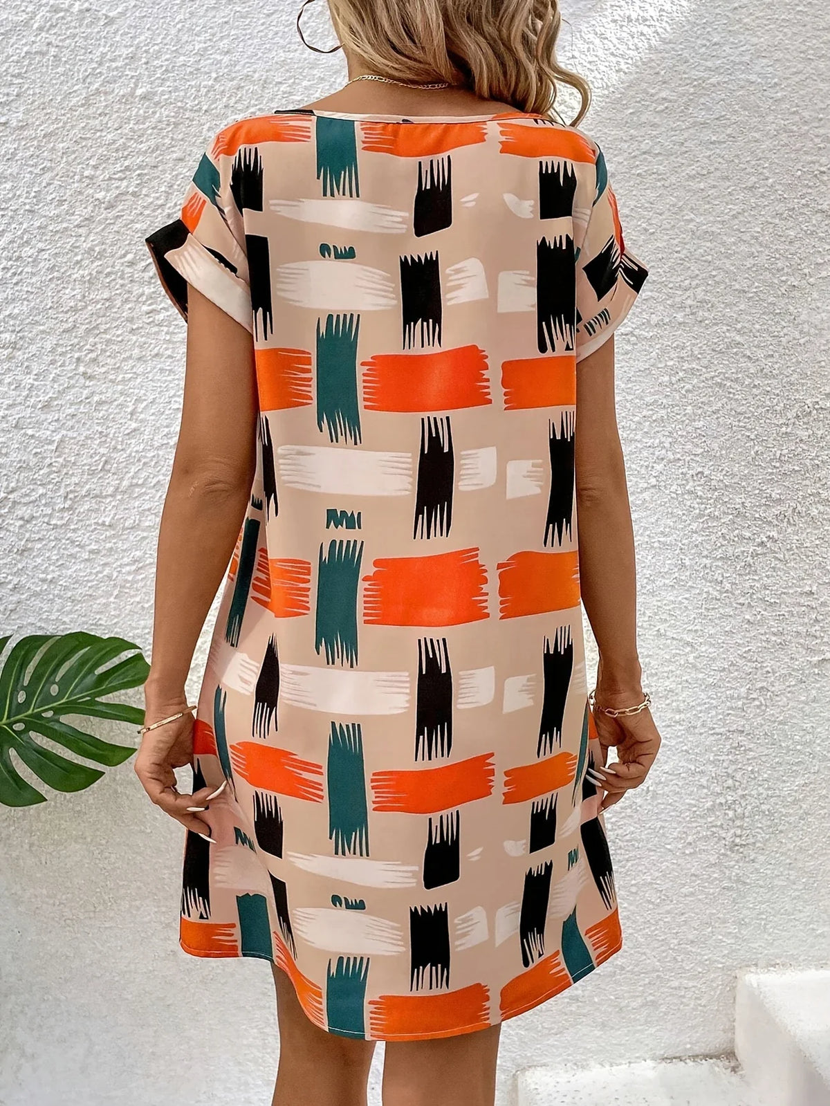 Free Beige Print Kleid - Luftiges & trendiges Sommerkleid für Frauen