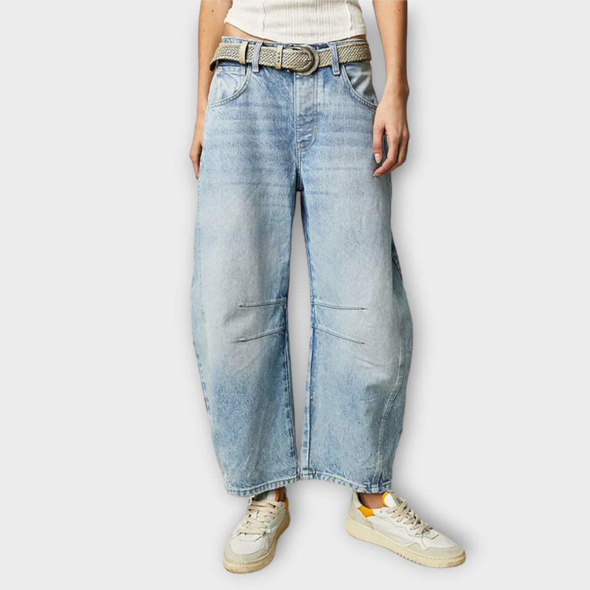 Damen Elegante Komfort-Jeans mit Weitem Bein