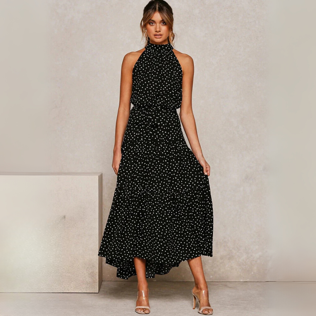 Fit-and-Flare-Midikleid mit Polka Dots