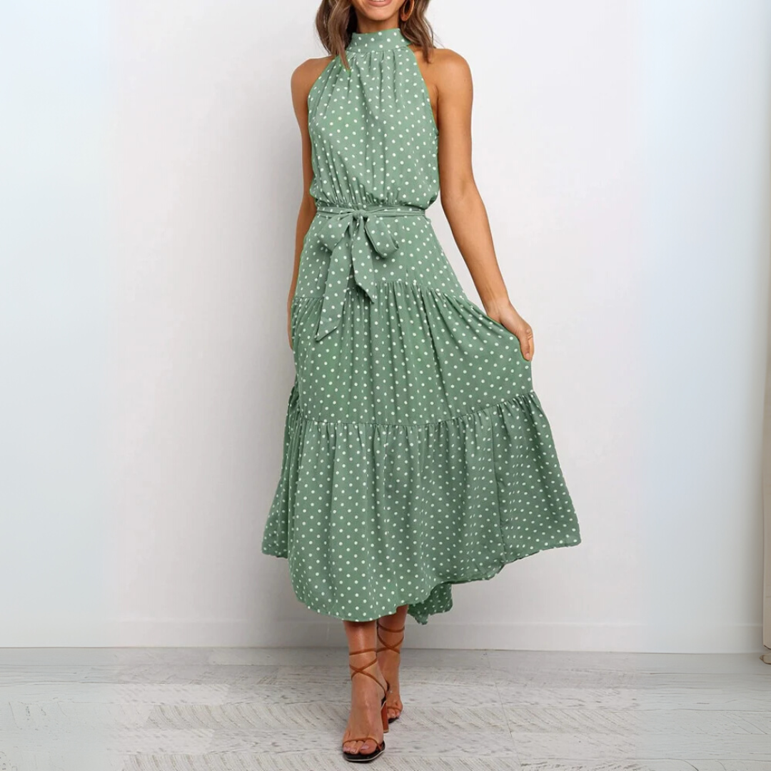 Fit-and-Flare-Midikleid mit Polka Dots