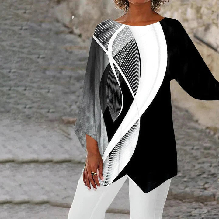 Moderne Geometrische Damen-Tunika mit langen Ärmeln