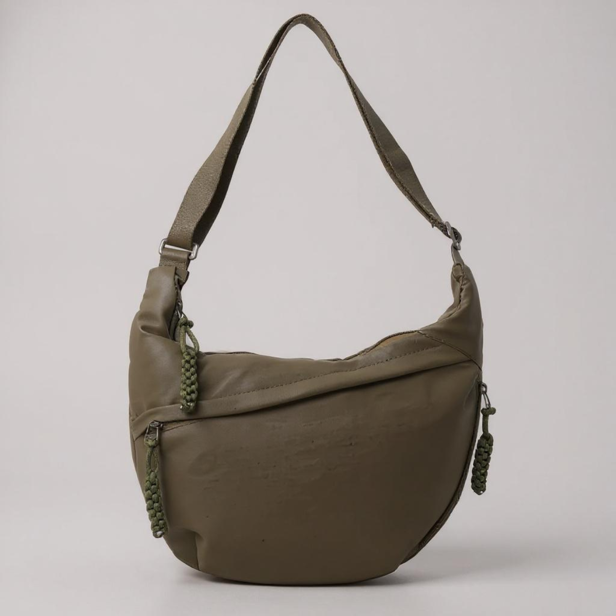 Damen Elegante Schultertasche in Halbmondform mit Reißverschluss