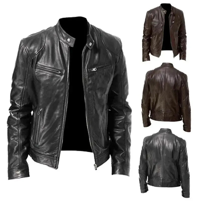 Robuste Motorrad-Bikerjacke aus Leder für Herren