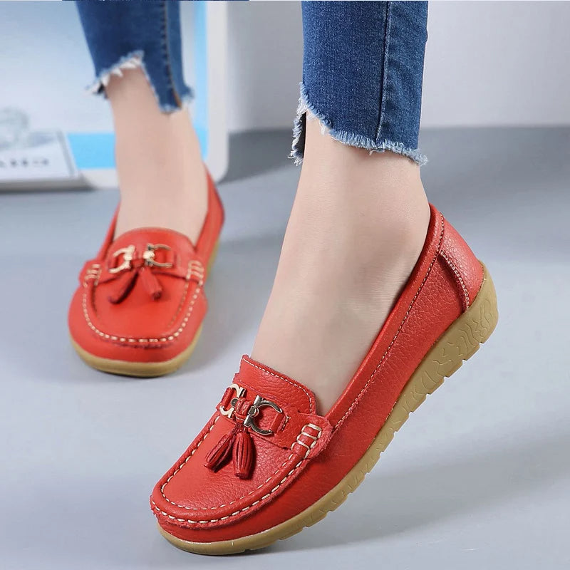 Leder-Ballerinas mit Cut-Outs für Damen