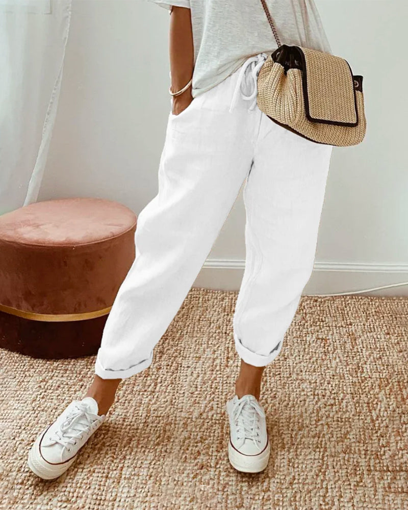 Damen Elegante Casual Hose mit Hohem Bund
